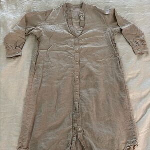 Muji Tan/Khaki Linen Shirtdress Dress